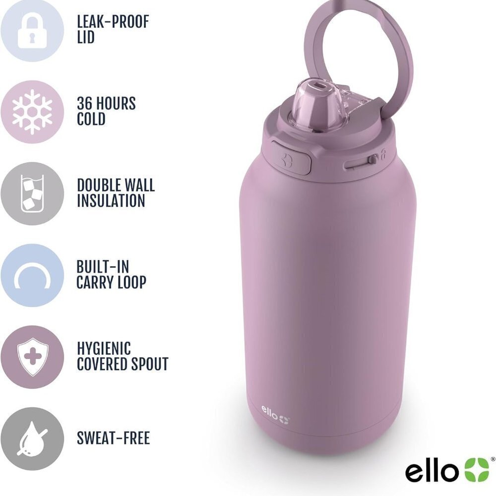Ello Hydra 64oz Half Gallon Water Jug with Handle & Straw & Leak-Proof  NEW